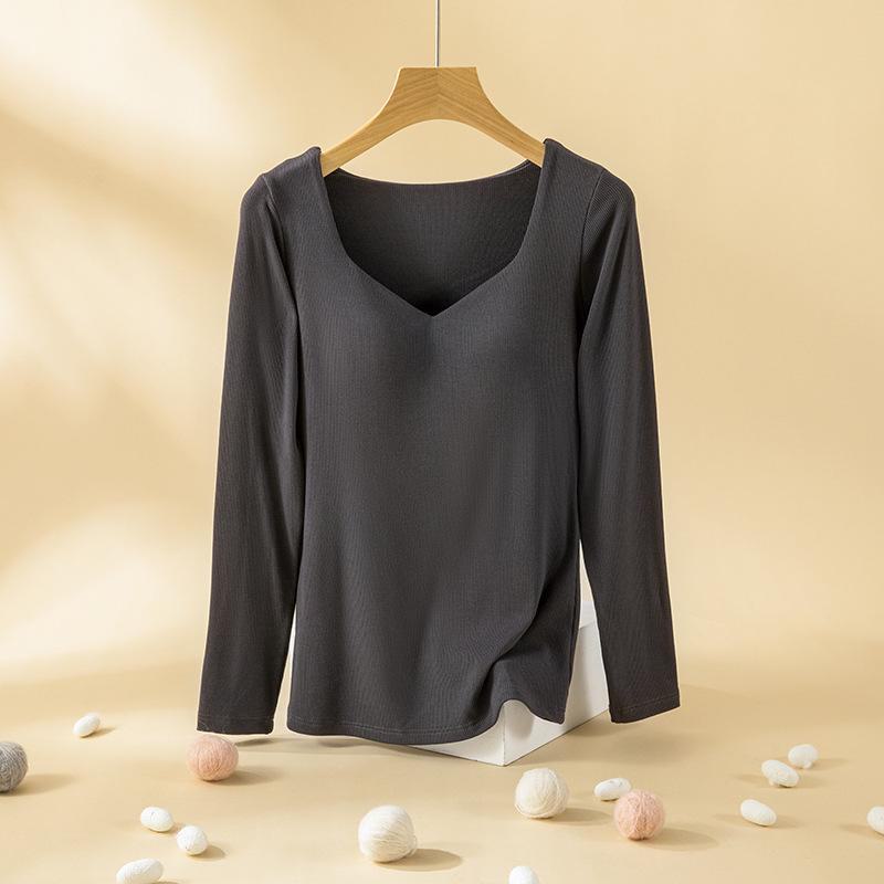 

Женские теплые зимние топы с воротником-стойкой, накладками на грудь, двусторонним бархатом с начесом, бюстгальтером и нижней рубашкой из утолщенного немецкого бархата XL