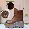 Skórzane buty Martin damskie jesień i zima nowe retro na wysokim obcasie krótkie buty damskie casualowe wszechstronne buty damska moda damskie buty