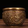 3.7" Collection China Bronze Animal Dragon Phoenix Yuanbao Money Treasure Bowl Statue