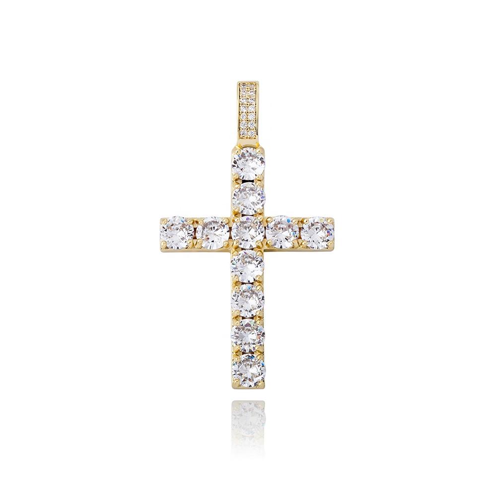 High Quality Cross Pendant Gold Plated Iced Out Micro Pave CZ Pendant Hip Hop Delicate Fashion Jewelry Pendants Charms for Women