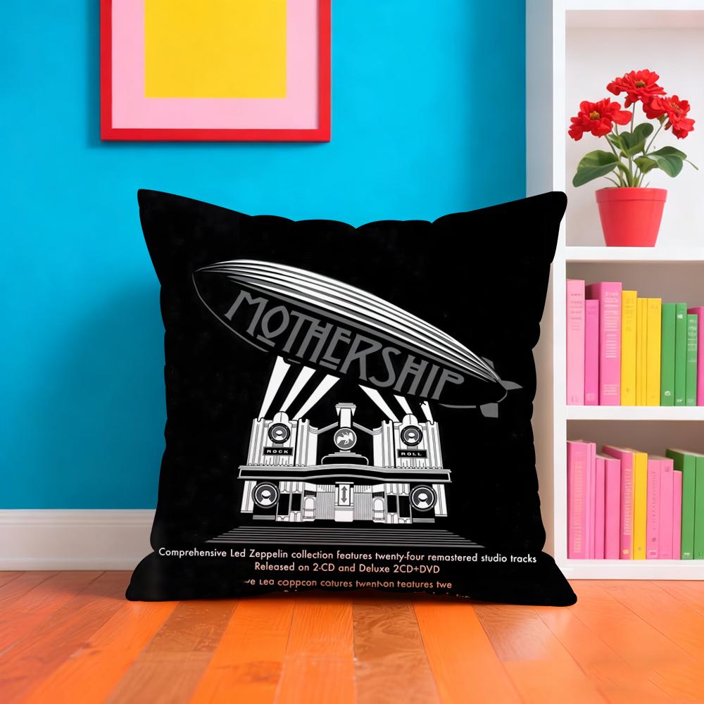 Band Rock L-Led Z-Zeppelins Cushion Cover Plush Fabric Soft Double-Sided Printed Sofa Warm Winter Home Gift Pillow Case