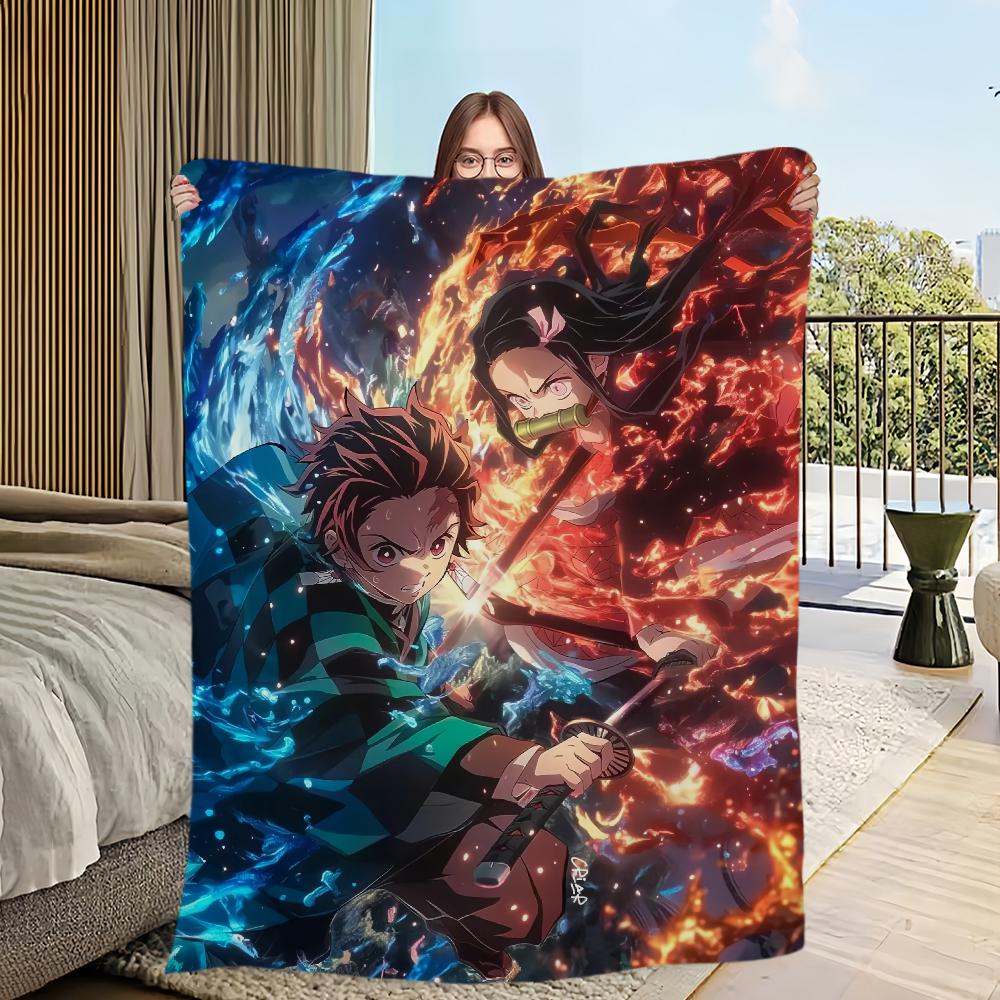 Blanket Soft Comfortable Nap Plush Suitable Iiving Room Office Bedroom Birthday D-Demon Slayer Kimetsu No Yaiba-S Home Kid Gift