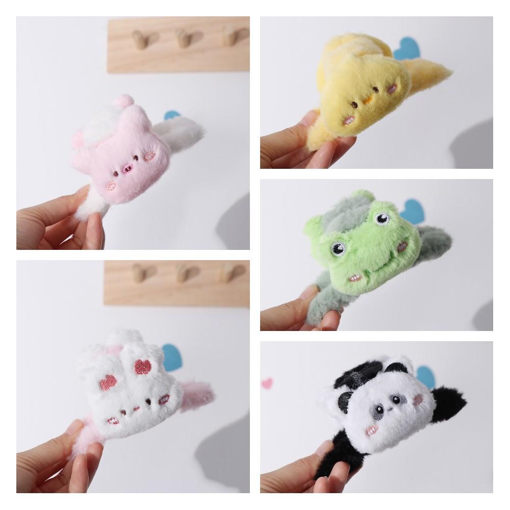 Elegant Doll Plush Panda Hair Claw Rabbit Frog Animal Shark Clip Cartoon Large Size Winter Cross Hair Clip Daily