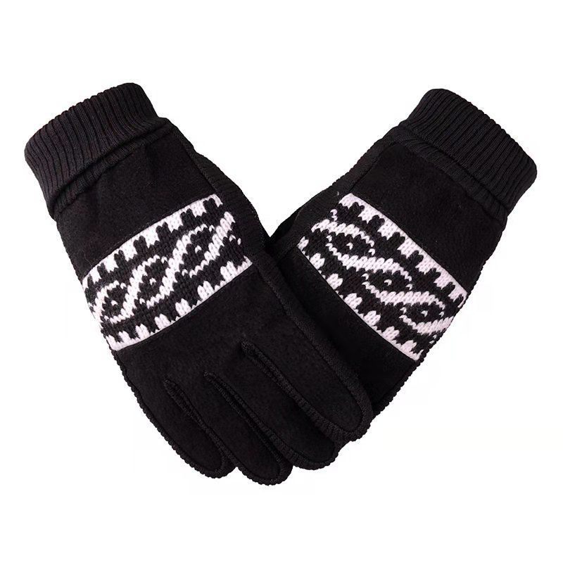 Pigskin Leather Ski Gloves Men's Outdoor Windproof and Non-slip Piled Thickened Warm