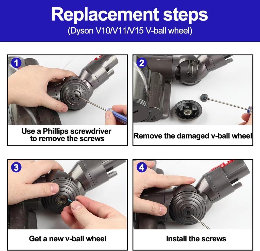 Ball Wheel For Dyson V6 V7 V8 V10 V11 V12 DC Series Vacuum Cleaner 35W 50W Direct Drive Cleaner Head Wheels Replacement Parts