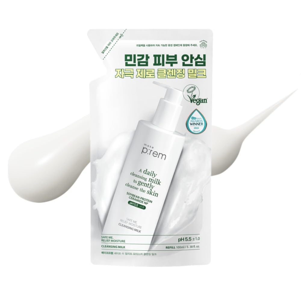 

make prem Safe Me Relief Moisture Cleansing Milk 100ml (Refill) Makeup Remover, Moisturizing, Pore Care, Mildly Acidic, Suitable for Sensitive Skin,