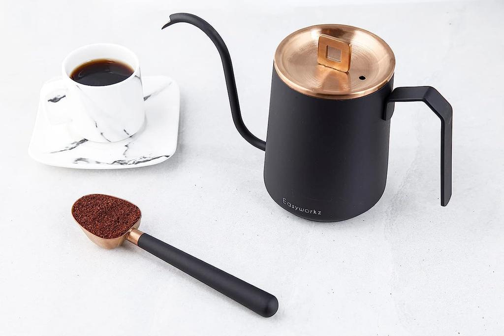 Easyworkz Stainless Steel Long Handle Coffee Scoop 7g Measuring Spoon [Rose Gold & Black]