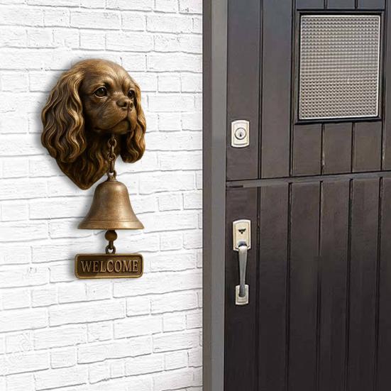 Dog Welcome Bell Doberman Bulldog Door Bell with Welcome Sign Retro Shopkeepers