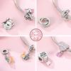 925 Silver Heart Beads DIY Jewelry Charms for Women Mothers Day Gift Bracelet Necklace Pendant