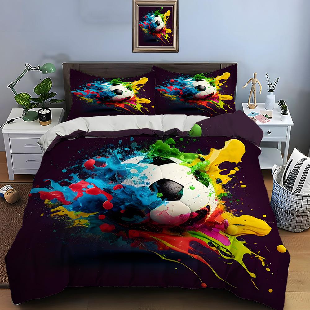 Football Print Bedding Set Sports Enthusiast Duvet Cover 1 Duvet Cover 2 Pillowcases Adult And Children Bedding Set Luxury Gifts