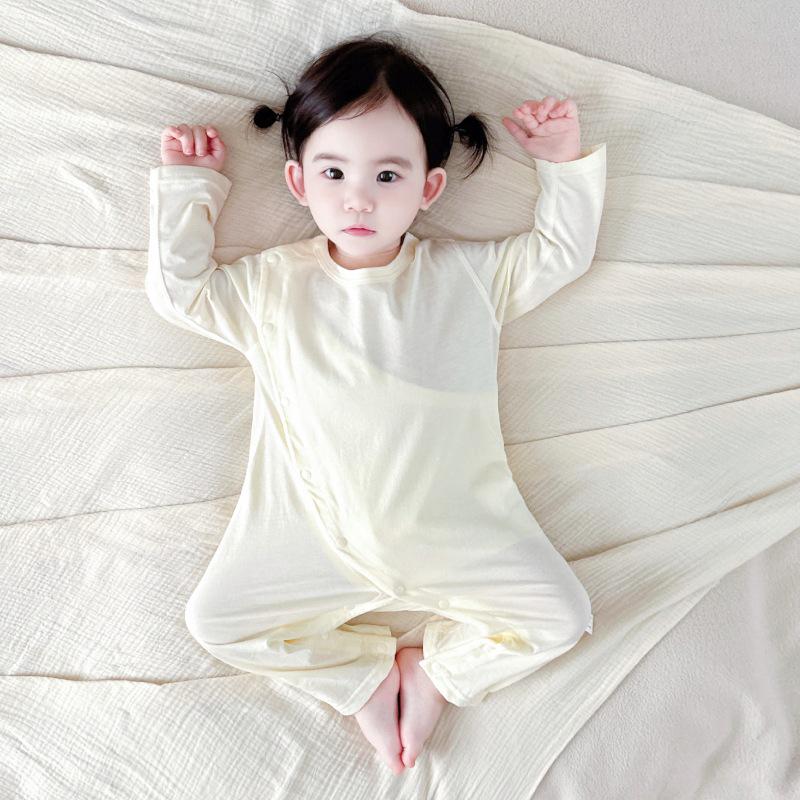 Tagless Double-Layer Cotton Newborn Bodysuit - Breathable, Thin Pajamas for Spring & Autumn