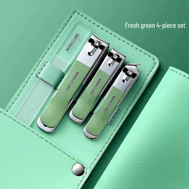 Stainless Steel Nail Clippers Set: Portable Mani-Pedi Tools with Ear Pick, Pedicure Knife, Oblique Clippers, and Dead Skin Scissors.