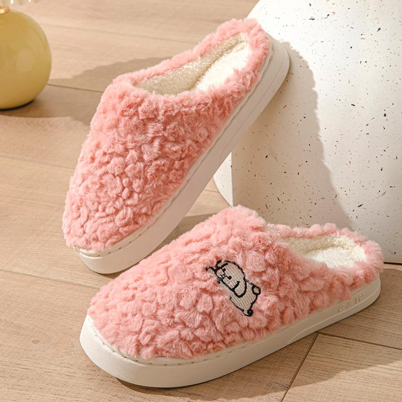 Autumn and Winter Cotton Slippers Plush Cartoon Couple Home Indoor Plush Thermal Shoes