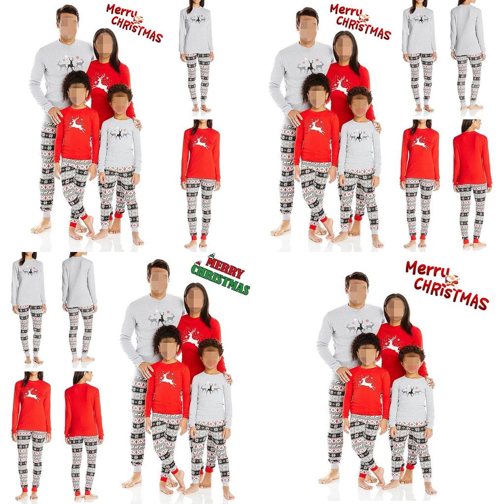 Comfy Family-matching Christmas Pajamas Sleepwear Set Women Men Kids Long Sleeve Deer Nightwear