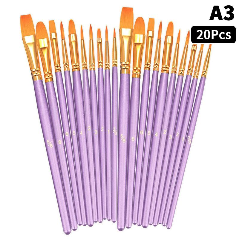 Detail Painting Brushes Set Professional Round Flat Nylon Hair Watercolor Paint Brush For Kid Students Artists Oil Painting Tool