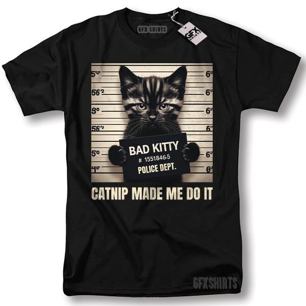Bad Kitty Mugshot Funny Kitty Cat Animal Lover Gift Graphic T-shirt Unisex T-Shirt XXL