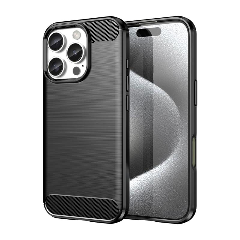 For Cover iPhone 16 Pro Case For iPhone 16 Pro Max 16 Plus Anti-knock Soft Silicone Carbon Fiber Back Case For iPhone 16 ProCase