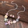 Peinture couleur huile mignon collier étoile de mer ensemble boucles d'oreilles clous, petit collier étoile de mer polyvalent pour femmes