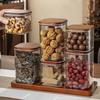 Quality Glass Sealed Canister Kitchen Food Storage Bottles with Walnut wood Lid Jars Grains Tea Leaf Coffee Beans Candy Jar