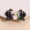 Playful Dinosaur Black Drink Cup Metal Brooch Creative Animal Badge Accessory For Fashion Enthusiasts