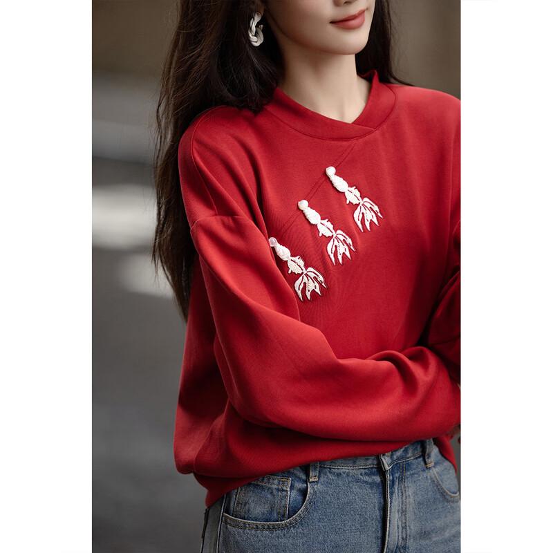 Demana New Chinese Style Goldfish Embroidered Sweatshirt