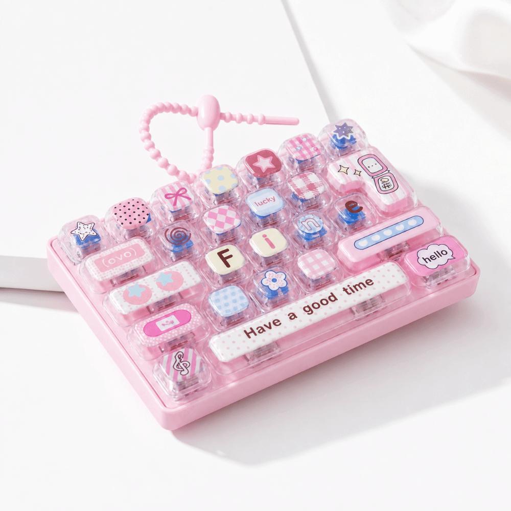 Schattig Ontwerp Mini Toetsenbord Hanger Transparante Tweekleurige Toetsenbord Sleutelhanger Kinder Tas Hanger