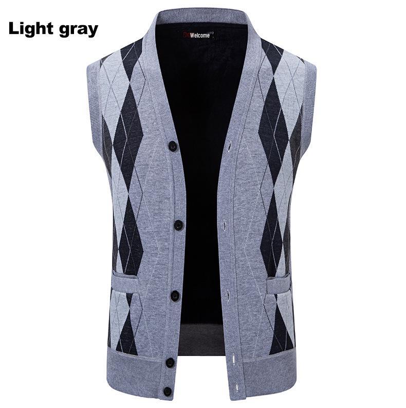 Men's Sleeveless Fleece-Lined Knit Cardigan: Autumn/Winter Plus Size Loose Fit Sweater