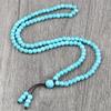 6MM Natural Light Blue Beaded Necklaces Fashion Handmade 108 Mala Beads Women Elastic Bracelet Yoga Meditation Men Jewelry Gifts