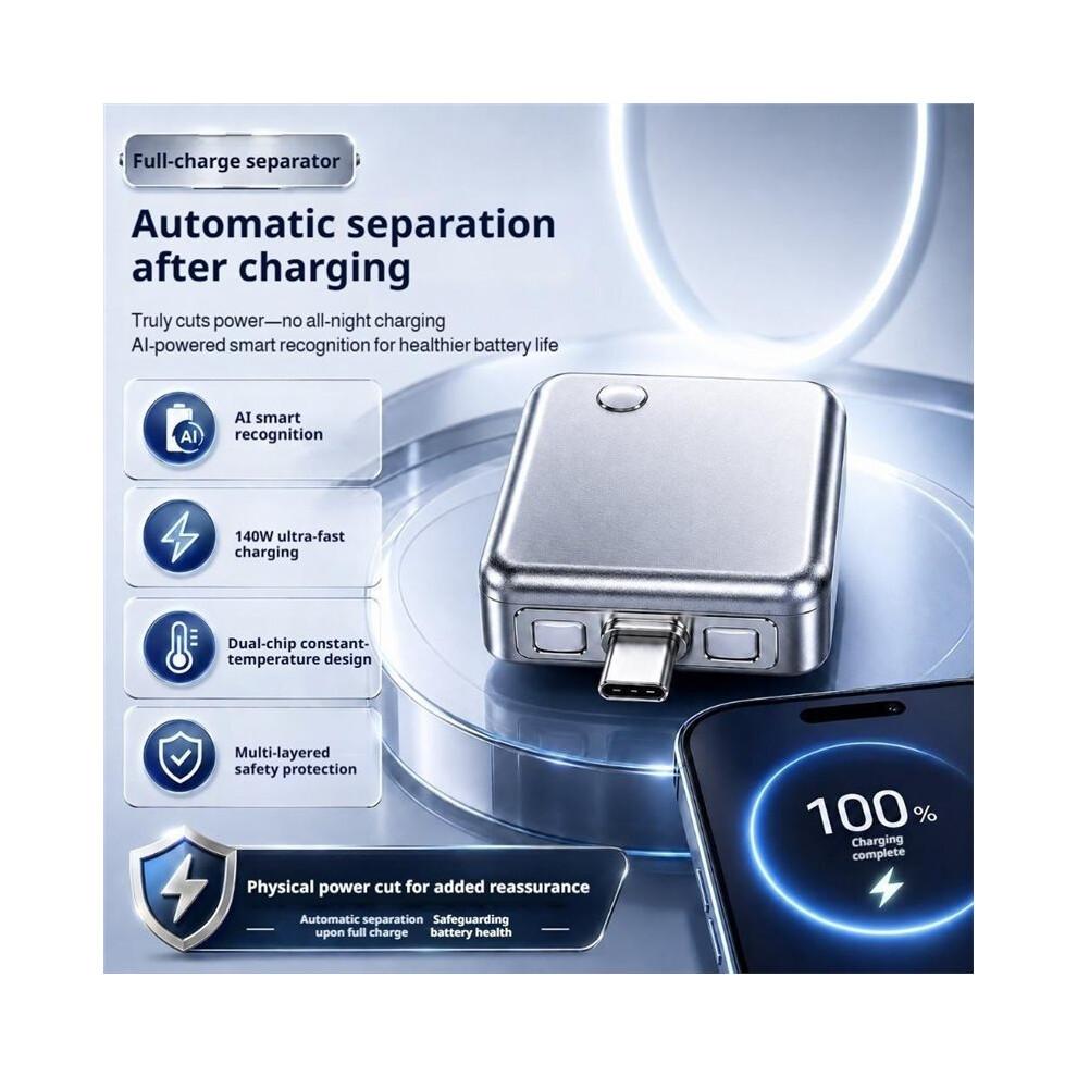 Adaptador de Carga Tipo-C Separador de Carga Completa de 140W Protección contra Sobrecarga Apagado Automático para Dispositivos Tipo-C