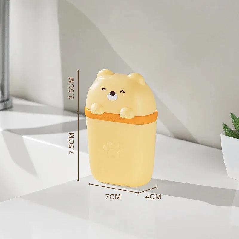 Cartoon Bear Portable Soap Dish Travel Bathroom Soap Rack Dish Sealed Storage Box Waterproof Home Bathroom Accessories