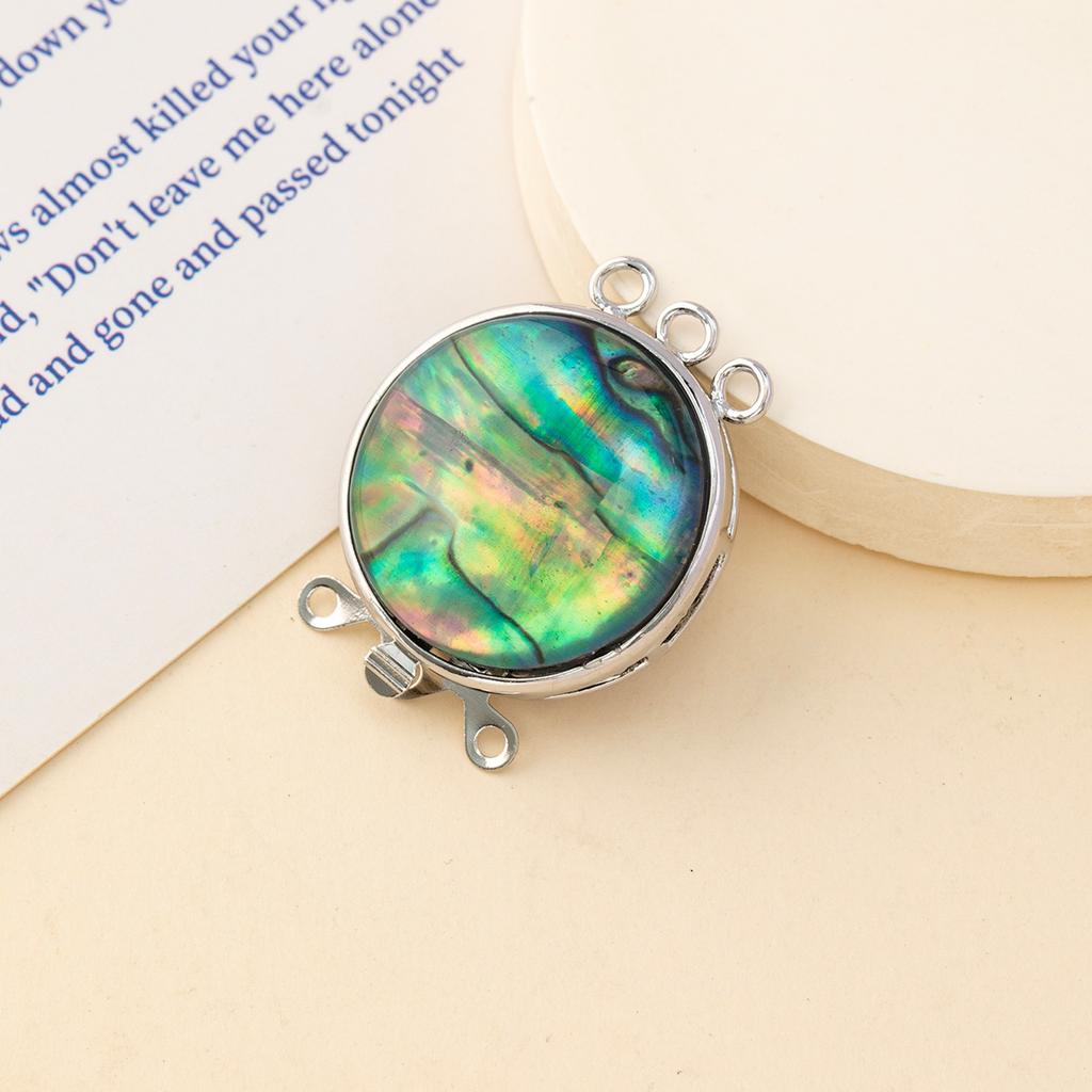 1Pc Round Natural Shell Pendant Connectors for DIY Unisex Necklace Bracelet Anklet Accessories, Creative Jewelry Making Halloween Christmas Gift Craft