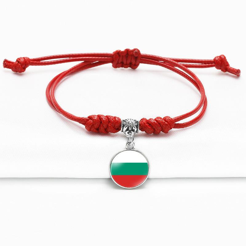 Red Bracelet Trendy With Timeless Gem European Country Flags Unisex Material Mixed