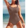 Women Sexy Solid Color High Waist Backless One Piece Lace Swimsuit