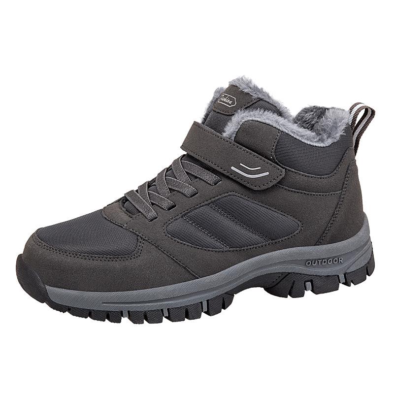 Autumn and Winter Men's and Women's Cotton Shoes Hiking Shoes Winter High-top Velvet Warm Outdoor Hiking Parents Comfortable Walking Shoes