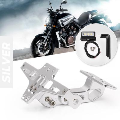 Motocykl regulowany uchwyt tablicy rejestracyjnej CNC wspornik + światło LED do Honda Kawasaki Yamaha KTM Suzuki Ducati