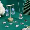 UNICRAFTALE 30Sets Flat Round Tray Pendants Cabochon Stainless Steel Pendant Cabochons Blank Bezel Pendants with 5 Hole with 30pcs Glass Cabochons