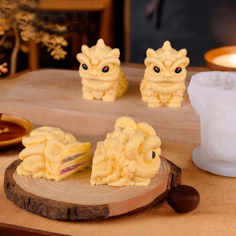 3D Silicone Mold Cute Lion Ice Maker Food Grade Reusable Mold Household Coffee Ice Kitchen Candy Chocolate Pudding Mousse Cake