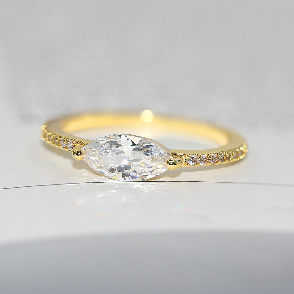 Wedding Rings For Women Simple Elegant Oval Zircon Light Gold Color Party Finger Ring Gift Fashion Jewelry R870