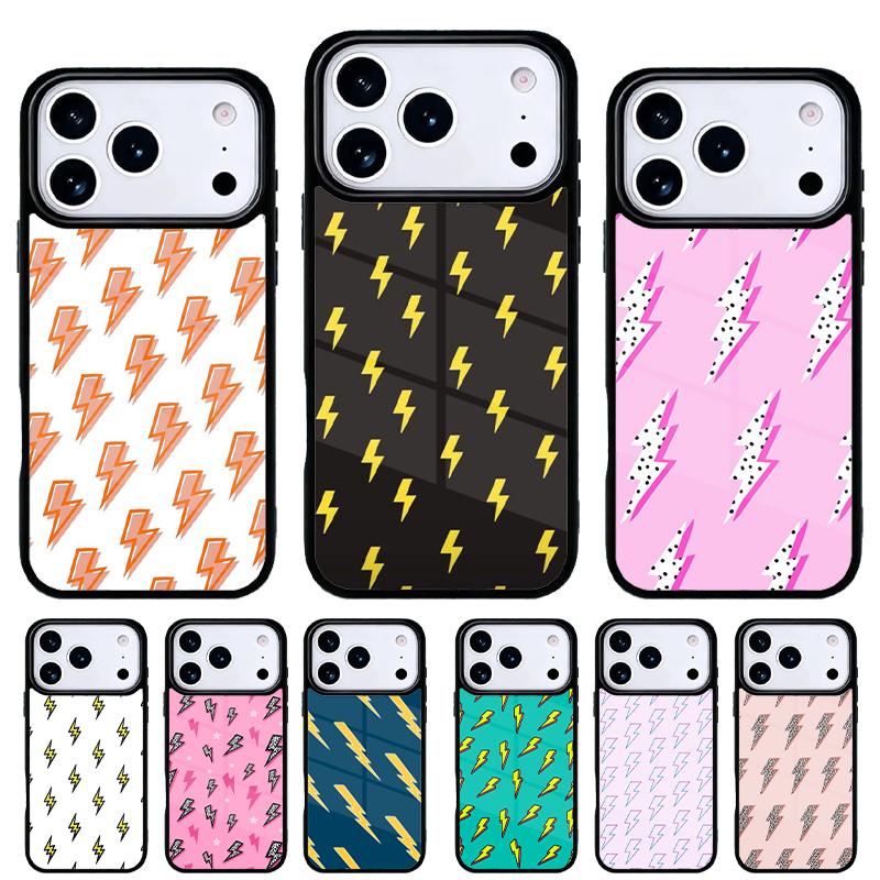 Lightning Bolt Pattern Phone Case for iPhone 17 16 15 14 13 Pro Max Back Cover for 12 11 Pro Coque
