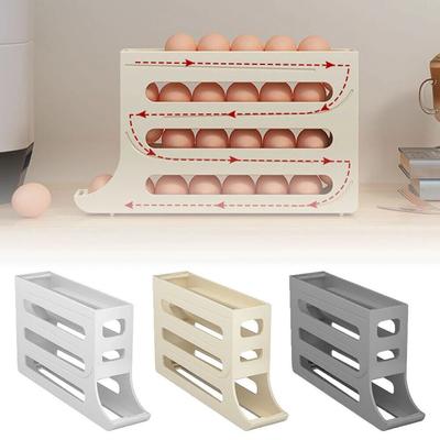 Automatic Scrolling Egg Rack Holder Storage Box Egg Basket Container Organizer Rolldown Refrigerator Egg Dispenser For Kitchen