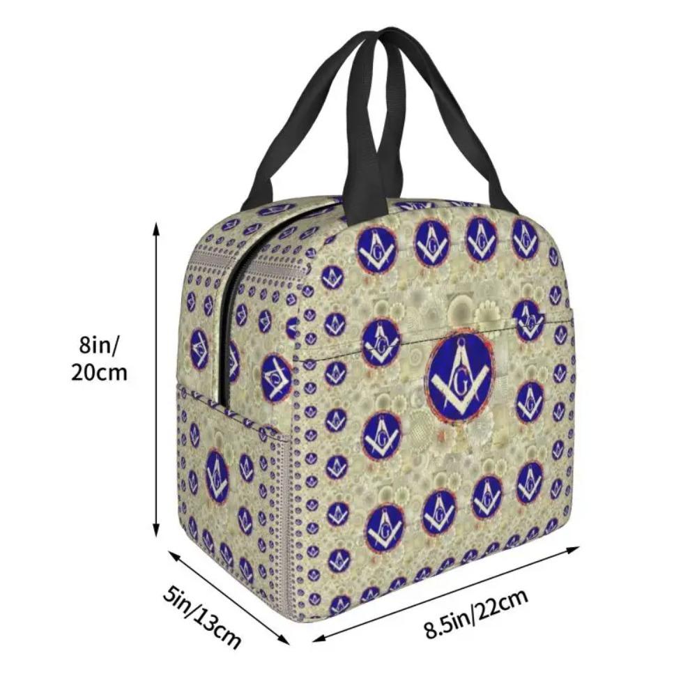 Custom Freemason Insulated Lunch Tote Bag for Women Masonic Pattern Portable Thermal Cooler Food Lunch Box Camping Travel