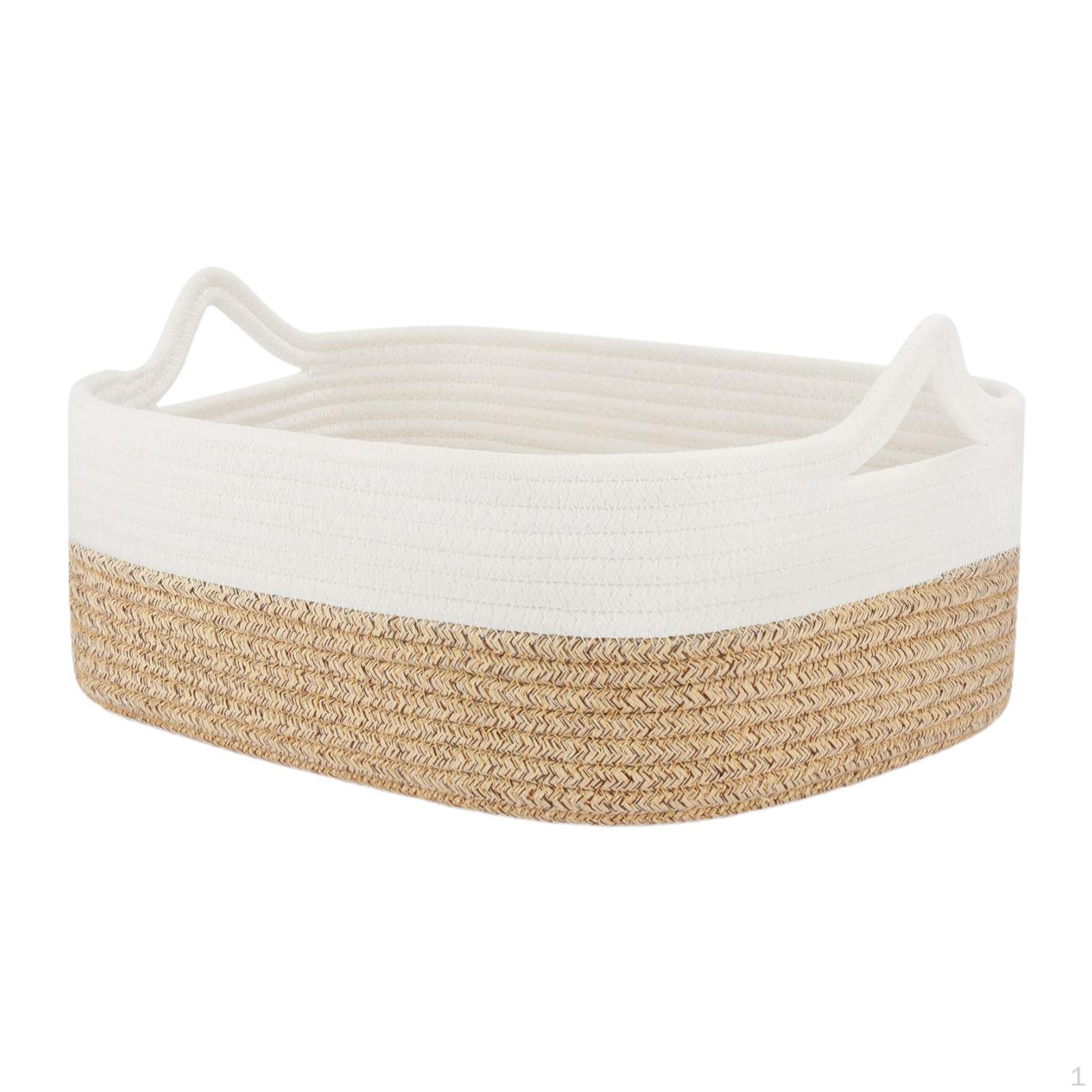 Корзина из хлопковой веревки декоративное плетеное хранилище для косметики white and yellow 1356₽