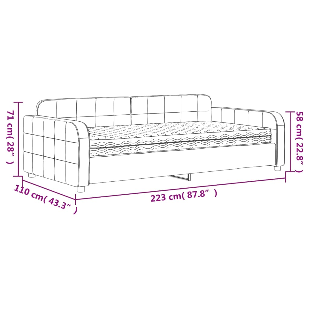 Daybed with Mattress Pink 100x200 cm Velvet