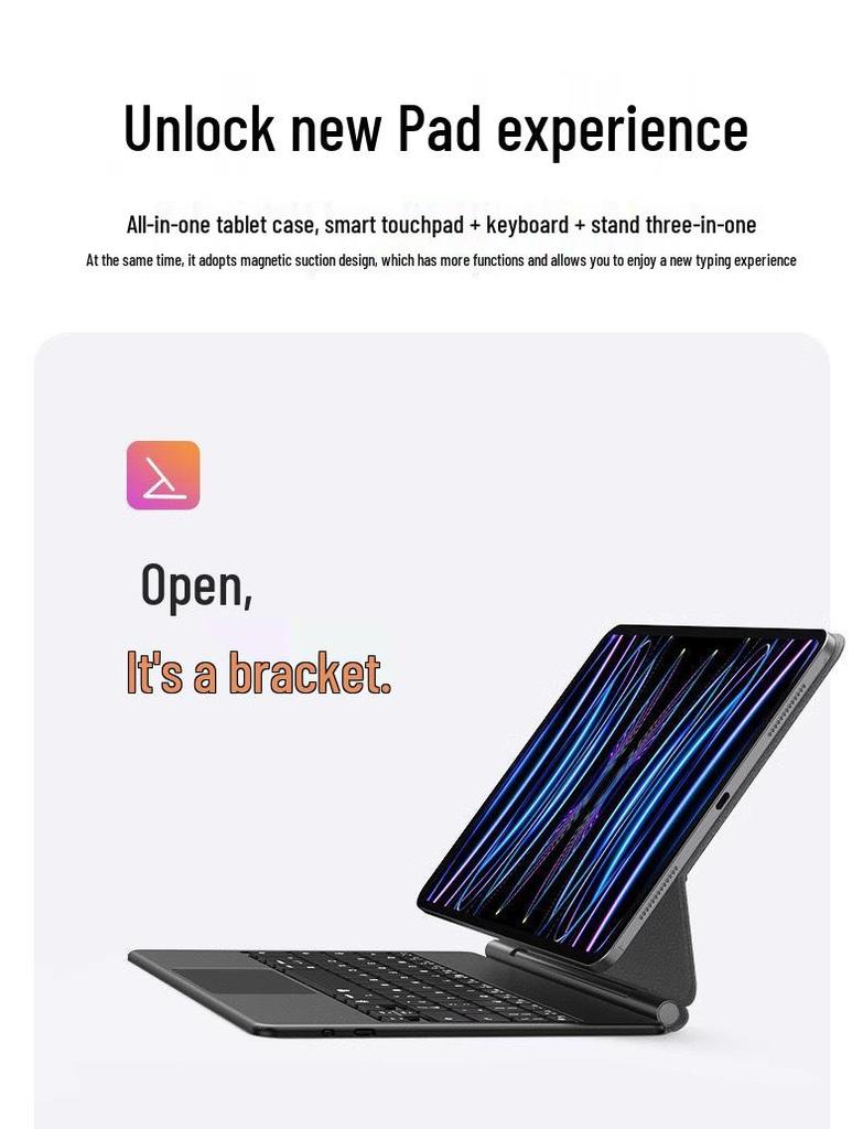 Floating Magnetic Bluetooth Keyboard with Seven-Color Backlight for iPad Magic Keyboard Pro 11/12.9/13-inch.
