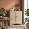 Sideboard - HOMCOM - 2 Rattantüren, verstellbarer Einlegeboden und abgerundete Kanten - Spanplatte - 76 x 35 x 75,5 cm - Eiche