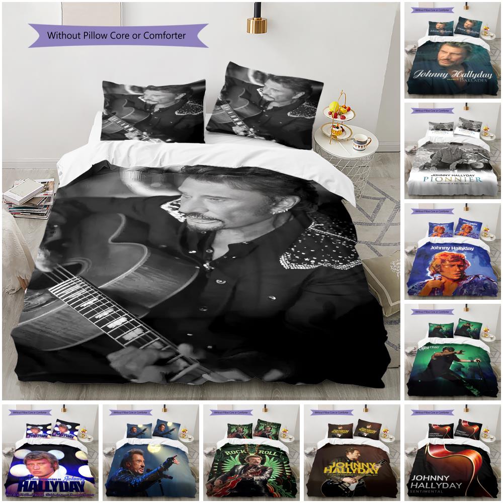 1PC Johnny Hallyday pattern Bedding Quilt Set Quilt Cover Pillowcase Home Decoration Birthday Gift (1 * duvet cover + 19 * pillowcase, without core)