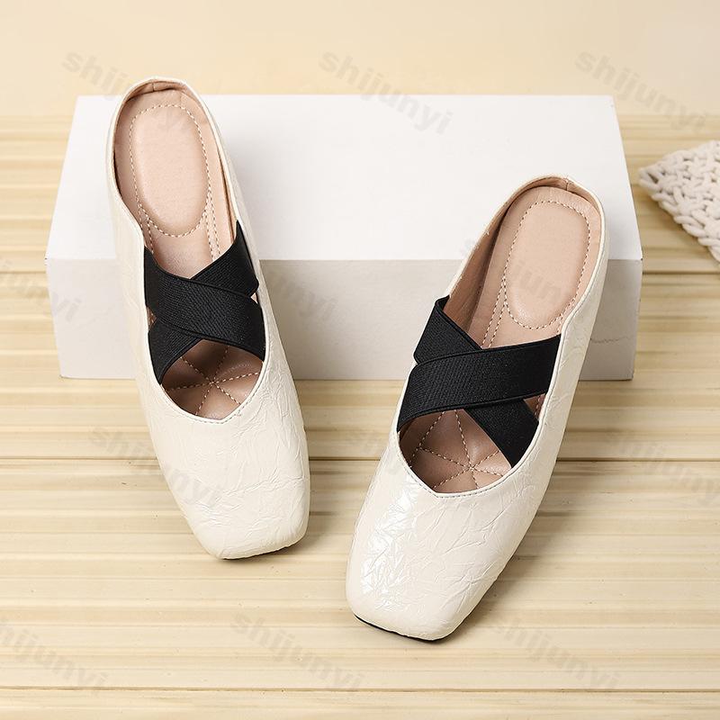 

Модная обувь Мэри Джейн Женская 2025 Новая Весна Ретро Квадратный Носок Балетный Стиль Одинарная Обувь Элегантный Темперамент Уличные Слипоны Тапочки 35 белый