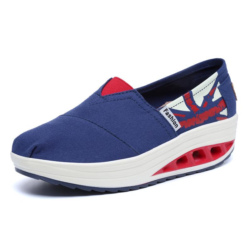 Hot Sale Fitness Shoes Women Swing Wedges Platform Zapatos Mujer Canvas Trainers Shoes Woman Breathable Women Sneakers WSH3301