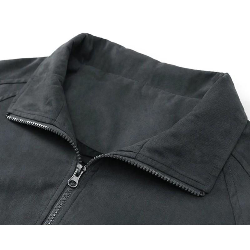 Pánský stojatý límec Vintage Volná bunda Pilot Korejský Street Trend Oblečení Zip Studentský ležérní kabát