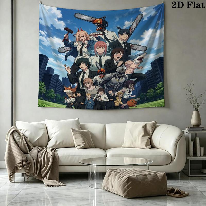 Chainsaw Man Wall Tapestry Aesthetic Wall Hanging Printed Fabric Blanket Decorative Tapestries For Bedroom Living Room Home Decor